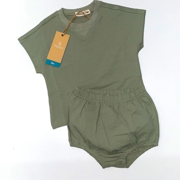 Pastel two piece short tracksuit with neck Detai  New pale jade - Picture 1 of 7